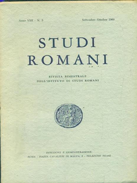   Studi romani Anno VIII- N. 5/ settembre-ottobre 1960 - copertina