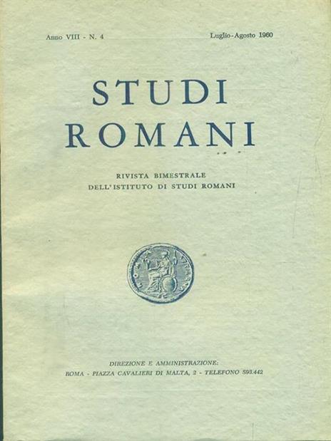   Studi romani Anno VIII- N. 4/ luglio-agosto 1960 - copertina