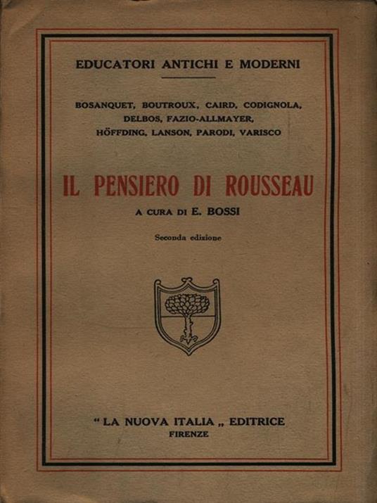 Il pensiero di Rousseau - E. Bossi - copertina