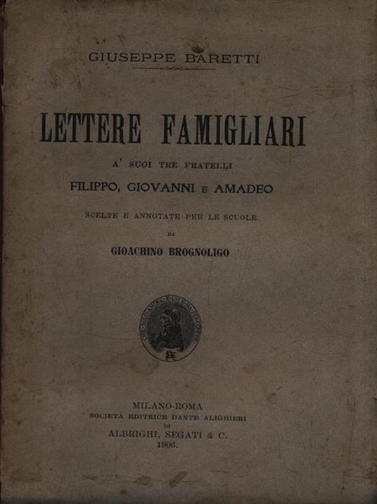 Lettere famigliari - Giuseppe Baretti - copertina