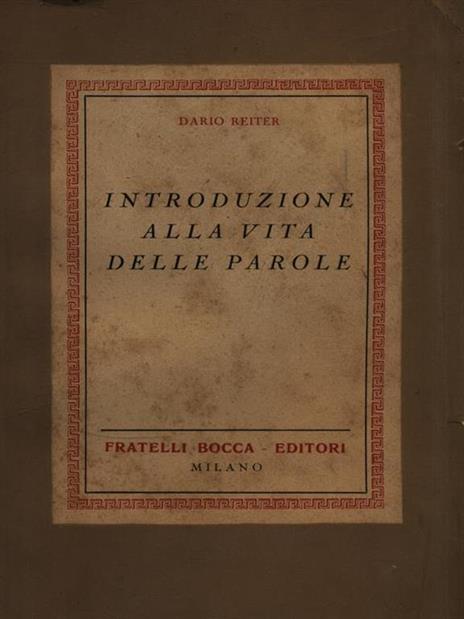 Introduzione alla vita delle parole - Dario Reiter - copertina