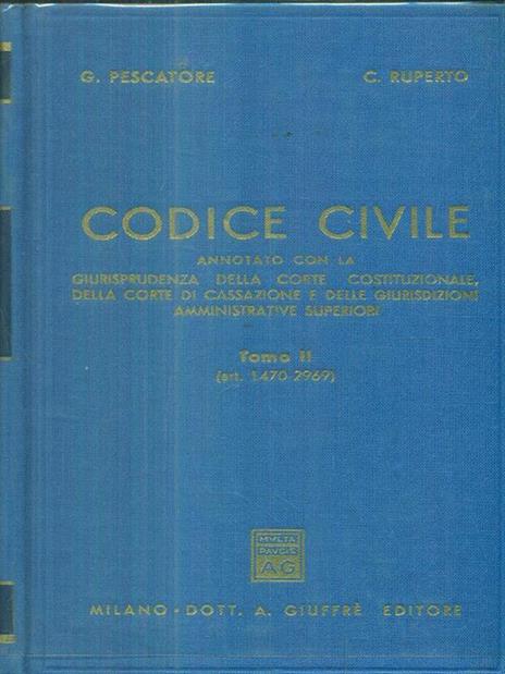 Codice civile. Tomo I-II - Gabriele Pescatore - copertina