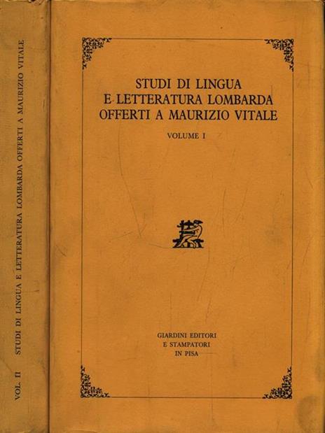 Studi di lingua e letteratura lombarda offerti a Maurizio Vitale - copertina