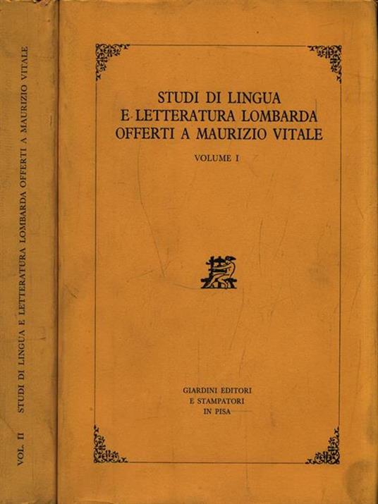 Studi di lingua e letteratura lombarda offerti a Maurizio Vitale - copertina