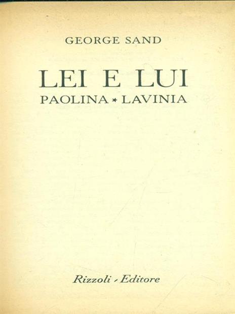 Lei e lui - George Sand - copertina