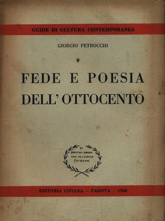 Fede e poesia dell'Ottocento - Giorgio Petrocchi - copertina