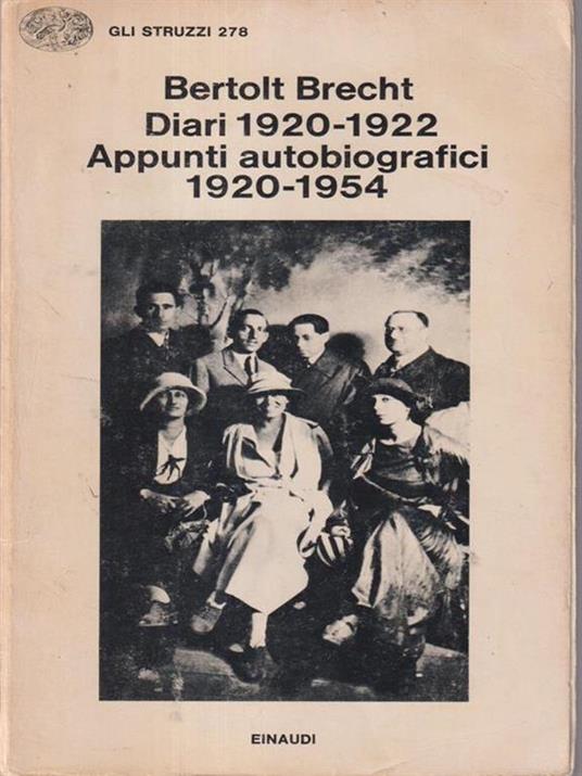 Diari (1920-1922). Appunti autobiografici 1920-1954 - Bertolt Brecht - copertina