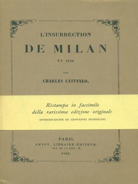 L' insurrection de Milan en 1848 - Carlo Cattaneo - copertina