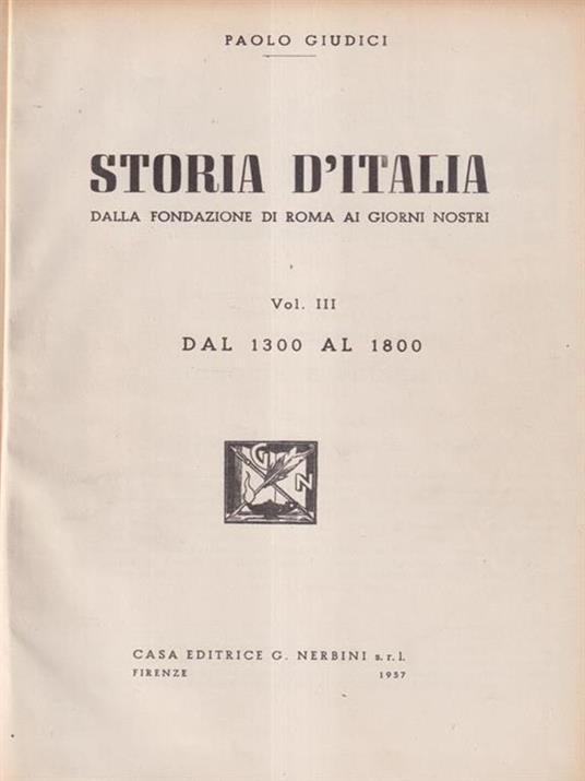 Storia d'Italia. Volume Terzo - Paolo Giudici - 3