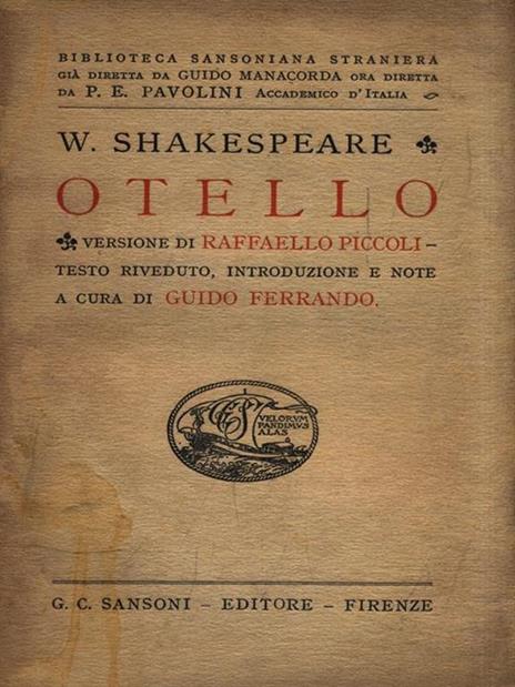 Otello - William Shakespeare - Libro Usato - Sansoni - Biblioteca  Sansoniana Straniera