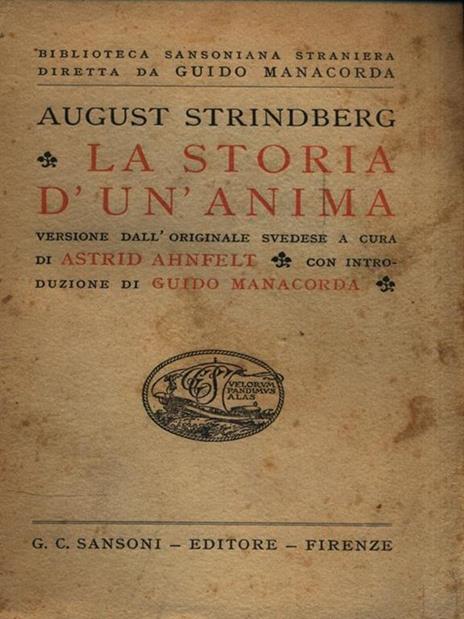 La storia d'un'anima - August Strindberg - copertina