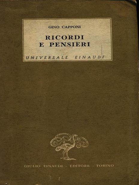 Ricordi e Pensieri - Gino Capponi - copertina