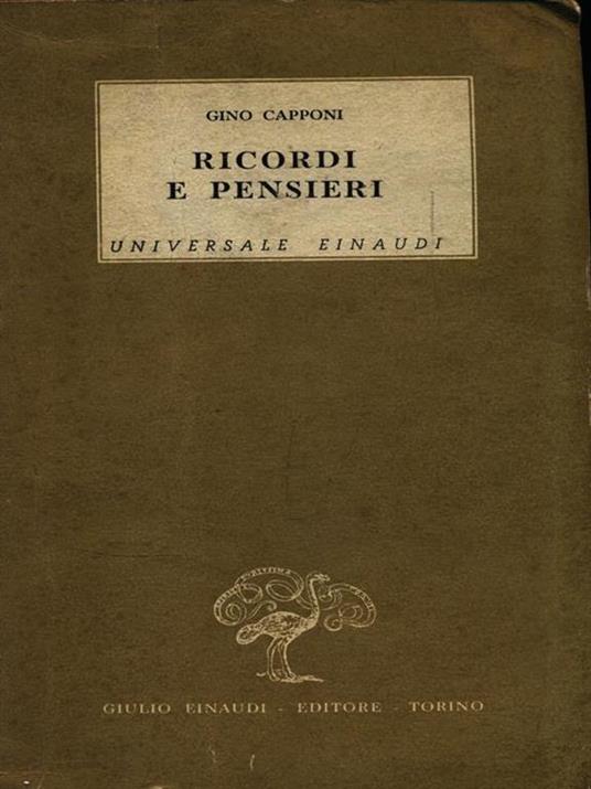 Ricordi e Pensieri - Gino Capponi - copertina