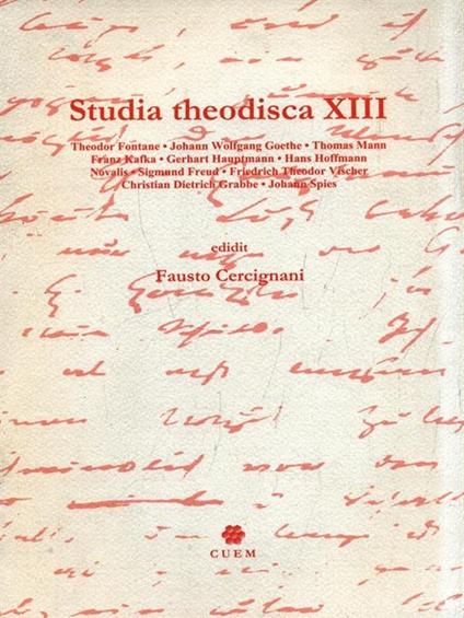 Studia theodisca XIII - Fausto Cercignani - copertina