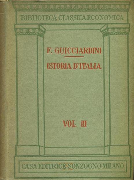 Istoria d'Italia Vol. III - Francesco Guicciardini - copertina