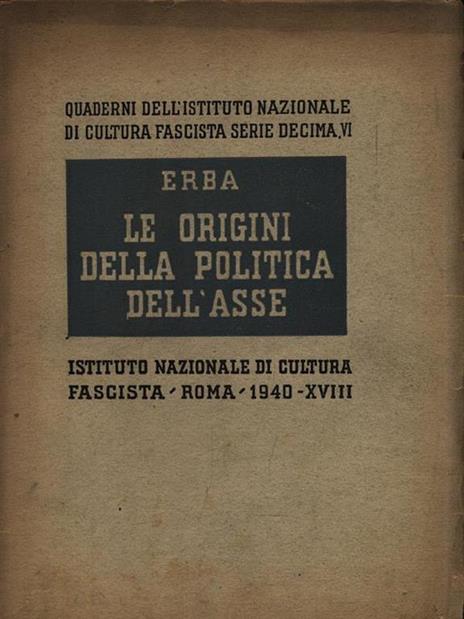 Le origini della politica dell'asse - copertina