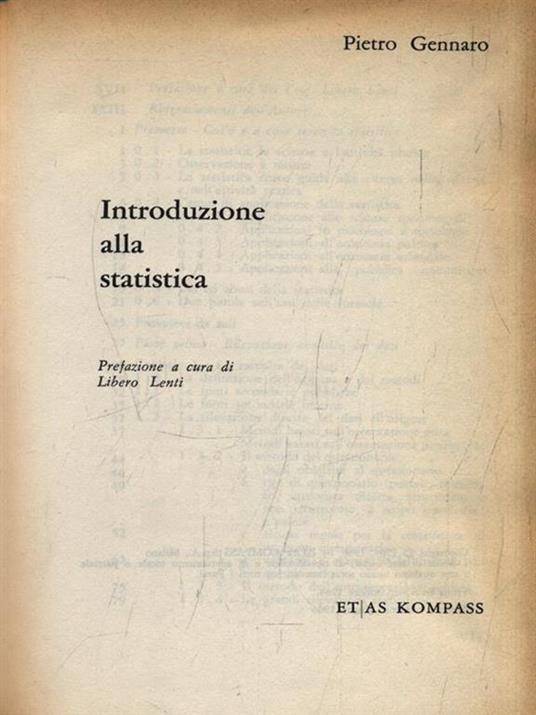 Introduzione alla statistica - Pietro Gennaro - copertina