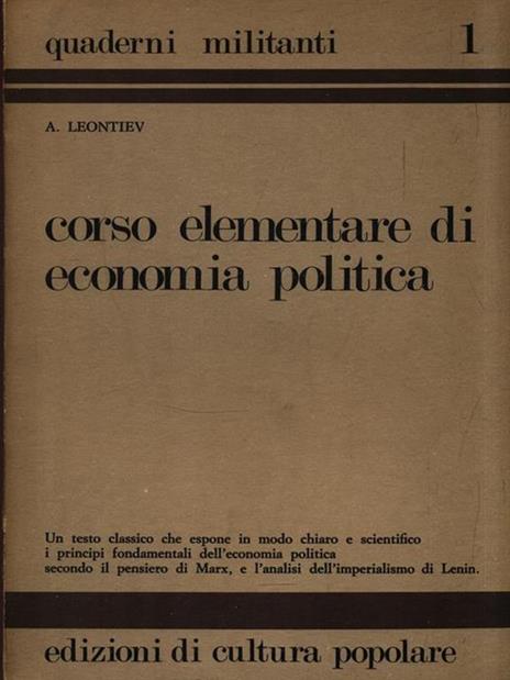 Corso elementare di economia politica - A. Leontiev - copertina