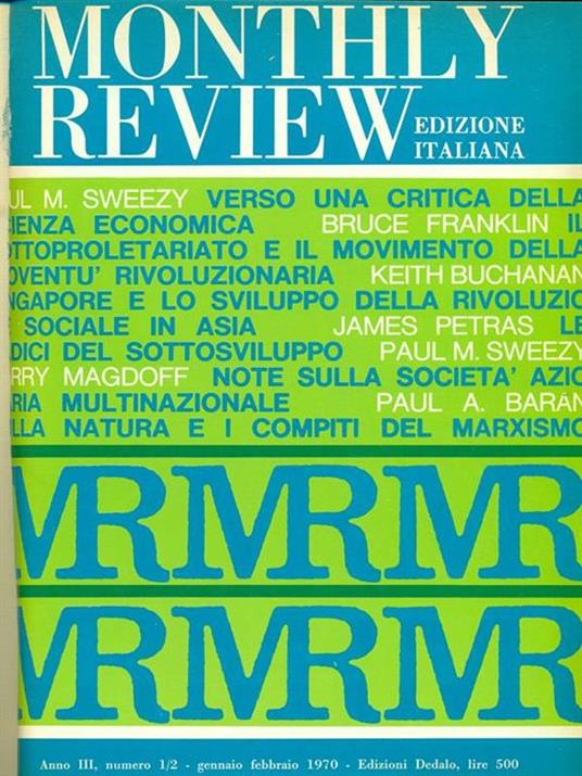 Monthly Review. Annata completa 1970 - copertina