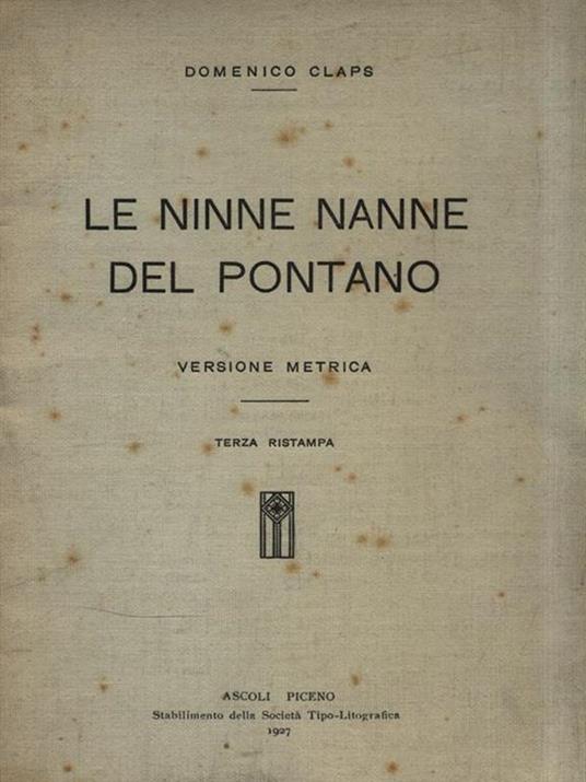 Le Ninne Nanne del Pontano. Versione metrica - Domenico Claps - copertina