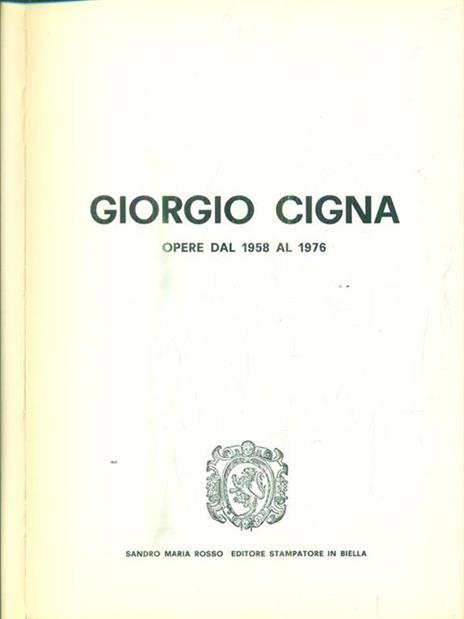 Giorgio Cigna. Opere dal 1958 al 1976 - copertina