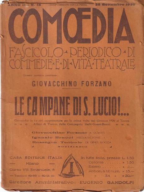 Comoedia fascicolo periodico di commedie e di vita teatrale, anno II, n. 18, 25 settembre 1920 - Giovacchino Forzano - 2