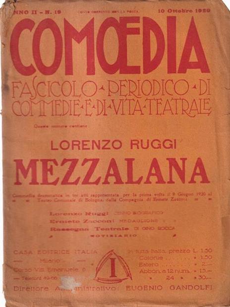 Comoedia fascicolo periodico di commedie e di vita teatrale, anno II, n. 19, 10 ottobre 1920 - Lorenzo Ruggi - 2