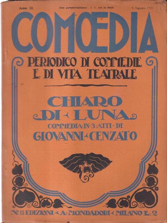 Comoedia. 5 agosto 1921. Chiaro di luna - Giovanni Cenzato - copertina