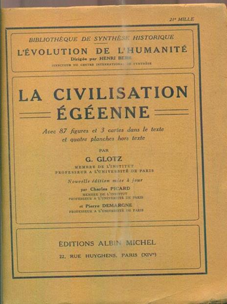 La civilisation egeenne - Gustave Glotz - copertina