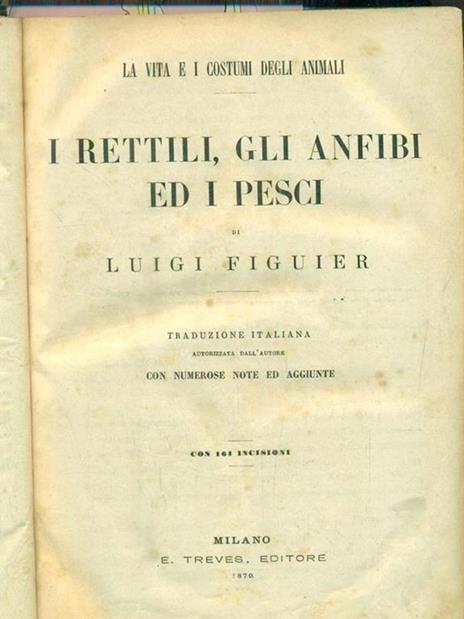 La vita e i costumi degli animali: I rettili, gl'insetti, I molluschi, gli aracnidi - Luigi Figuier - copertina