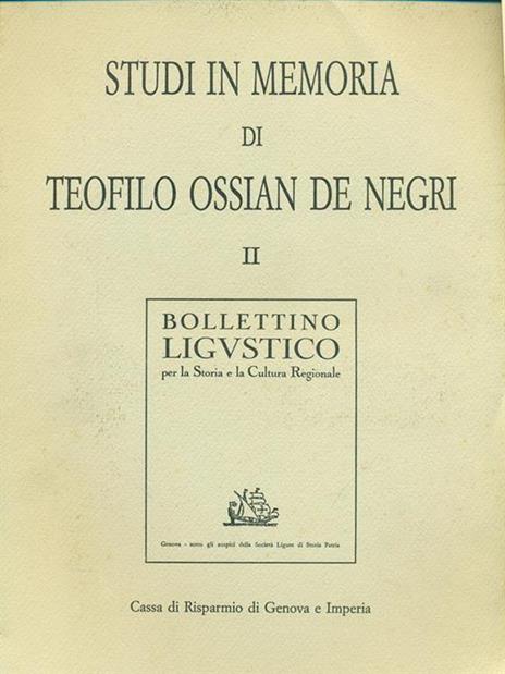 Studi in memoria di Teofilo Ossian De Negri II - copertina
