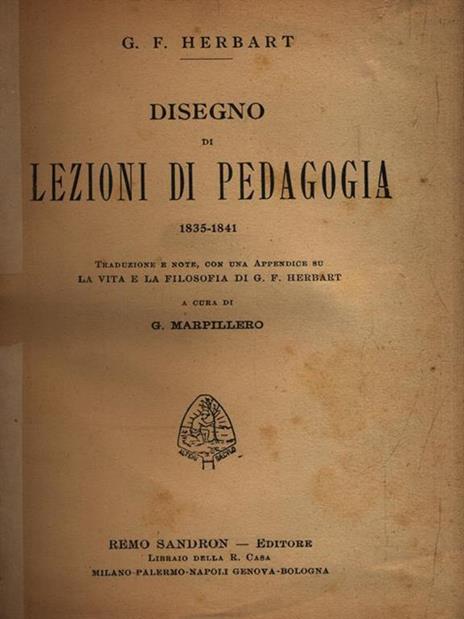 Disegno di Lezioni di Pedagogia - G. F. Herbart - 2