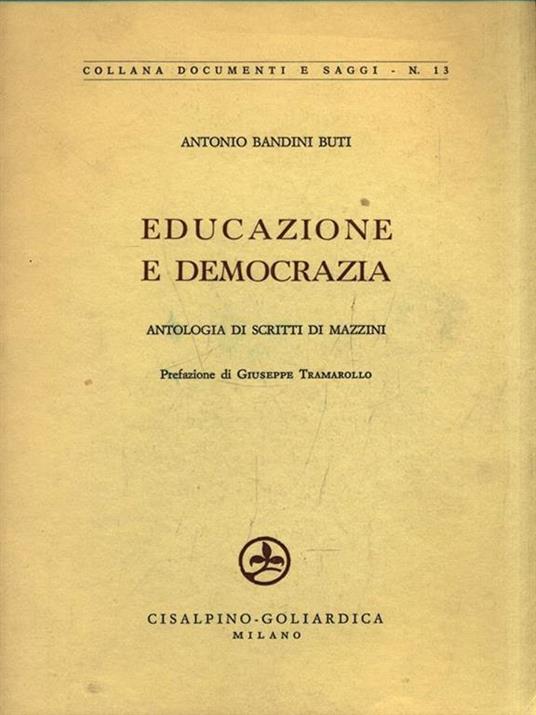 Educazione e democrazia - Antonio Bandini Buti - copertina