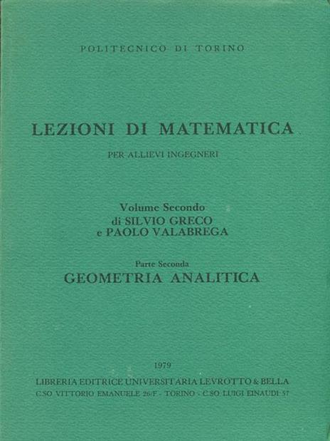 Lezioni di matematica II parte II - Silvio Greco - copertina