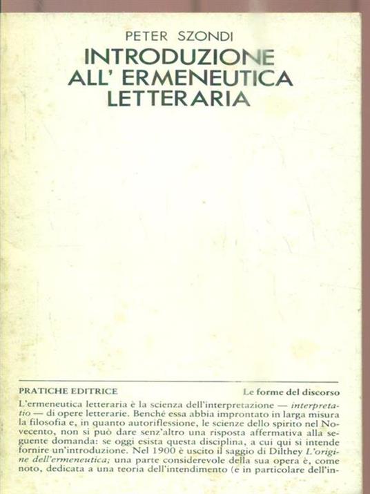 Introduzione all'ermeneutica letteraria - Peter Szondi - 3