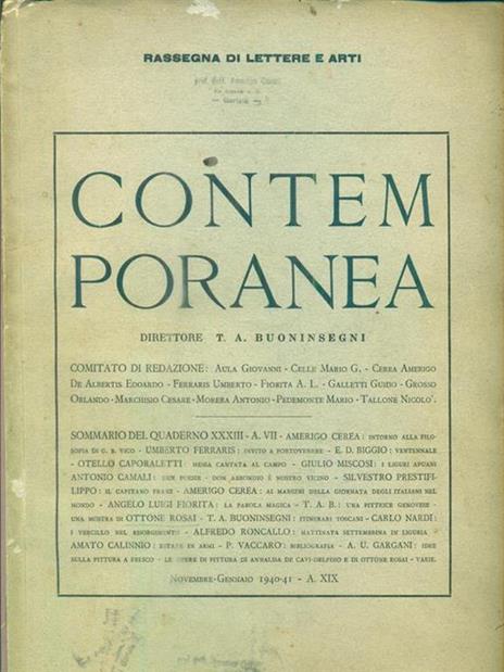 Contemporanea. Quaderno XXXIII - Novembre-gennaio 1940-41 - 2