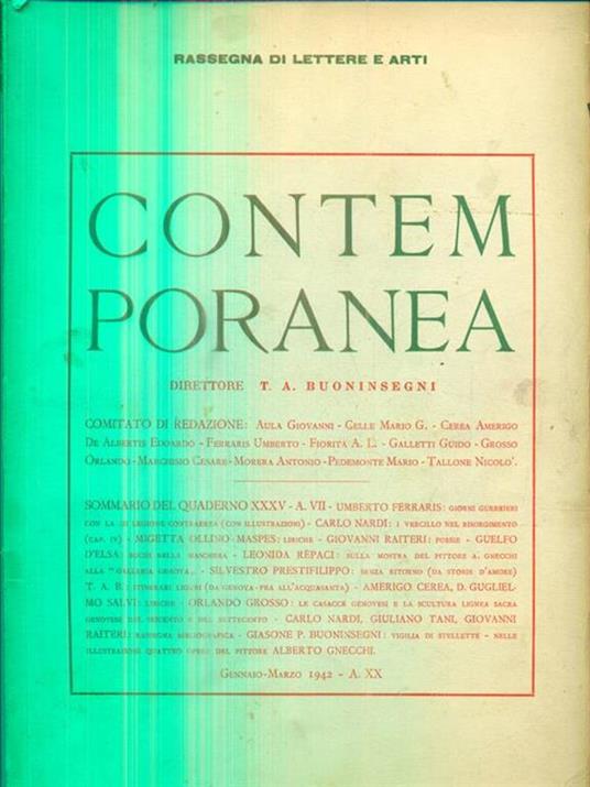 Contemporanea. Quaderno XXXV - Gennaio-Marzo 1942 - copertina