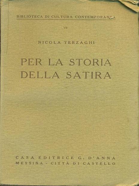 Per la Storia della satira - Nicola Terzaghi - copertina