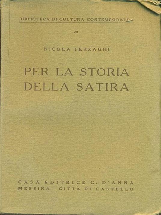 Per la Storia della satira - Nicola Terzaghi - copertina