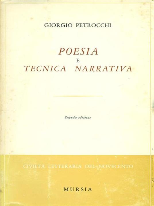 Poesia e tecnica narrativa - Giorgio Petrocchi - copertina