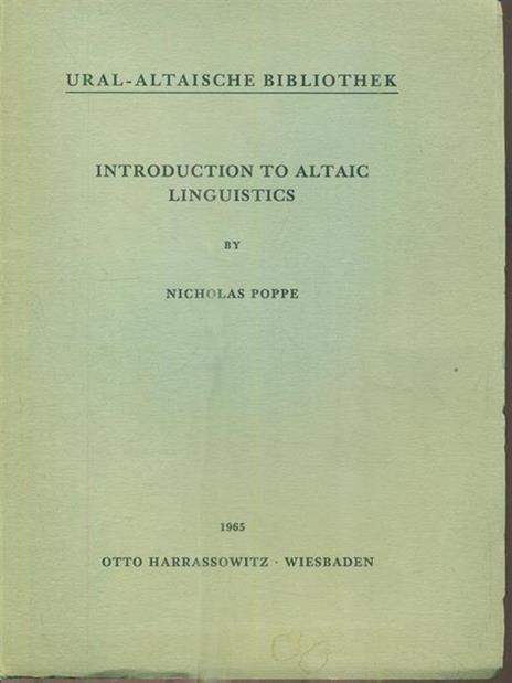 Introdution to Altaic linguistics - Nicholas Poppe - copertina