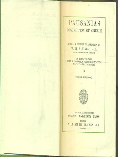 Pausanias Description of Greece. vol III - W. H. S Jones - 3