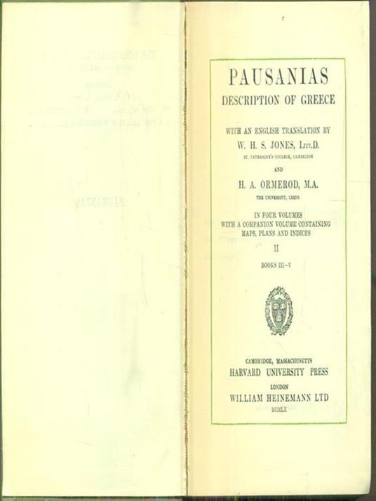 Pausanias Description of Greece. Vol II - W. H.S. Jones - copertina