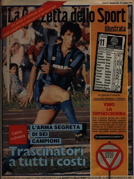 La Gazzetta dello Sport illustrata n. 44/31 ottobre 1981 - copertina