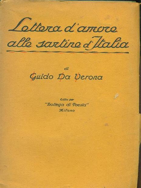 Lettera d'amore alle sartine d'Italia - Guido Da Verona - copertina