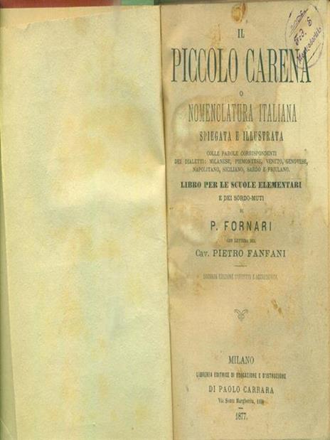 Il piccolo carena o nomenclatura italiana - P. Fornari - copertina