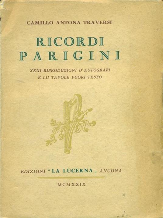 Ricordi parigini - Camillo Antona Traversi - copertina