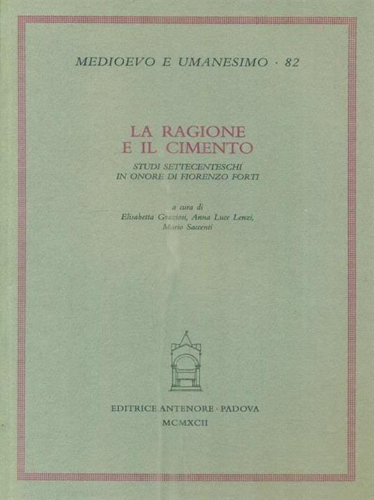 La ragione e il cimento. Studi settecenteschi in onore di Fiorenzo Forti - copertina