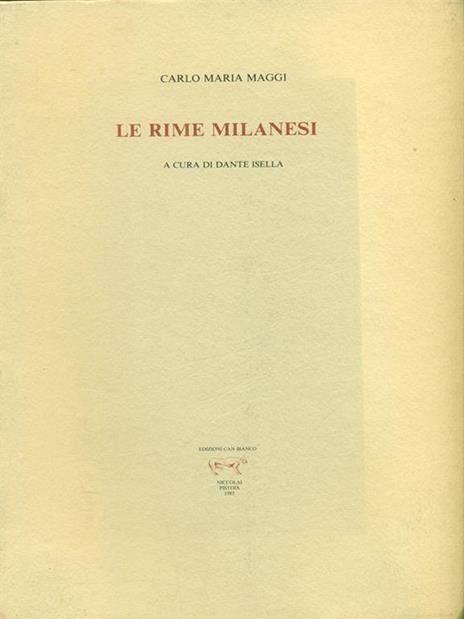 Le  rime milanesi - Carlo M. Maggi - copertina