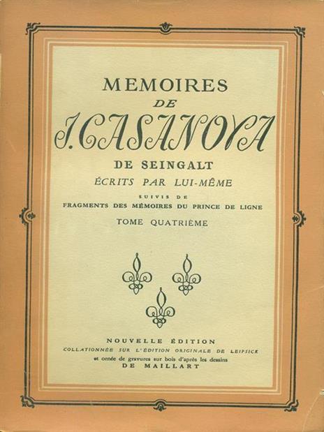 Memoires de I. Casanova de Seingalt Tome 4 - copertina